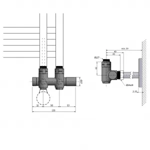 SAPHO - TWIN COMBI pripojovacia sada pre stredové pripojenie pravé, čierna mat CP461BS