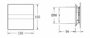 CATA - E-100 GBTH kúpeľňový ventilátor axiálny s automatom,4W/8W,potrubie 100, čierna 00900602