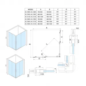 ALTIS LINE čtvercový sprchový kout 800x800 mm, rohový vstup, čiré sklo AL1580CAL1580C