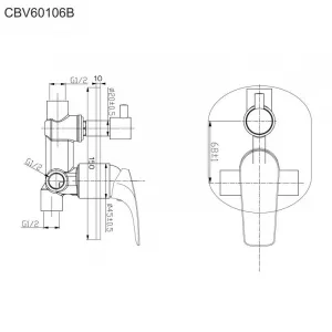 MEREO - Sprchová podomietková batéria s prepínačom, Eve, Mbox, oválny kryt, chróm CBV60106B