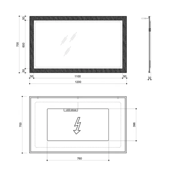 SAPHO - FLUT LED podsvietené zrkadlo 1200x700, biela FT120