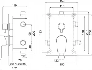 NOVASERVIS - Podomietková batéria s boxom 3 vývody, SMART BOX98051RX,0