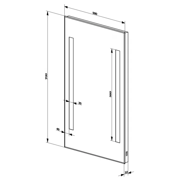 AQUALINE - Zrkadlo s LED osvetlením 50x70cm, gombíkový vypínač ATH5