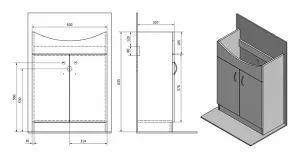 SIMPLEX ECO 65 umývadlová skrinka vrátane umývadlá 63x83,5x30,7cm SIME650