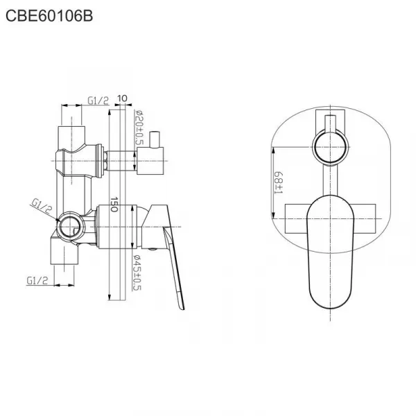 MEREO - Sprchová podomietková batéria s prepínačom, Viana, Mbox, oválny kryt, chróm CBE60106B