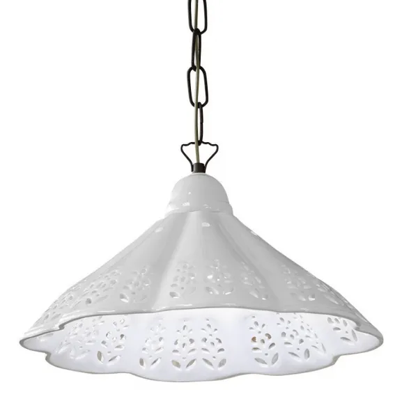 LAMPEDUSA závěsné svítidlo E27, 60W, 230V, keramické stínítko, mosazný řetěz MC011C