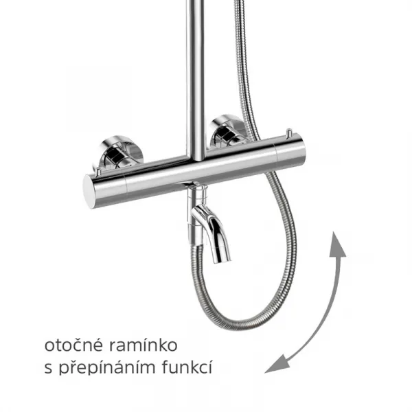 MEREO - Termostatická vaňová batéria s hlavovou hranatou slim sprchou, sivá CB60101TSB