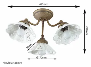 SAPHO - NAPOLI stropné svietidlo 3xE14,40W, 230V, keramické tienitko, bronz MC613