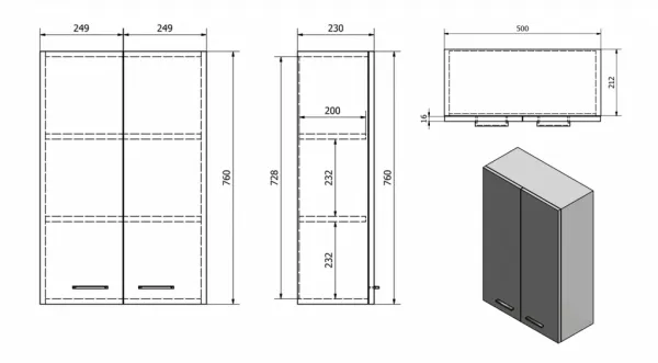 ZOJA / KERAMIA FRESH skrinka horná 50x76x23cm, dub platin 51304