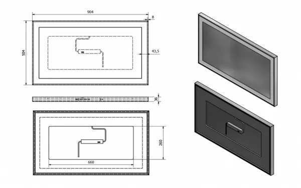 SAPHO - LUMINAR zrkadlo s LED osvetlením v ráme 900x500, chróm NL559