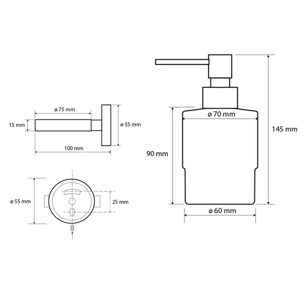 Sapho XR103W X-Round White dávkovač mydla 200 ml, mliečne sklo/biela