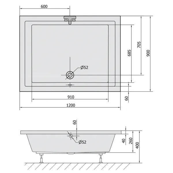 POLYSAN - DEEP hlboká sprchová vanička obdĺžnik 120x90x26cm, biela 72383