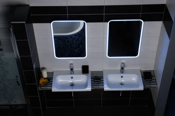 SAPHO - FLOAT LED podsvietené zrkadlo 500x700, biela 22571