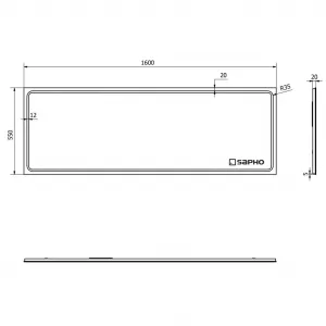 SAPHO - Zrkadlo GEMINI s LED osvetlením 1600x550 GM160