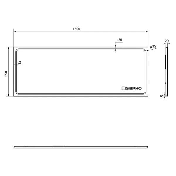 SAPHO - Zrkadlo GEMINI s LED osvetlením 1500x550 GM150