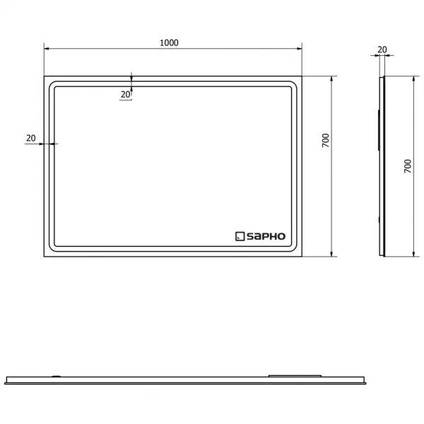 SAPHO - Zrkadlo GEMINI s LED osvetlením 1000x700 GM100