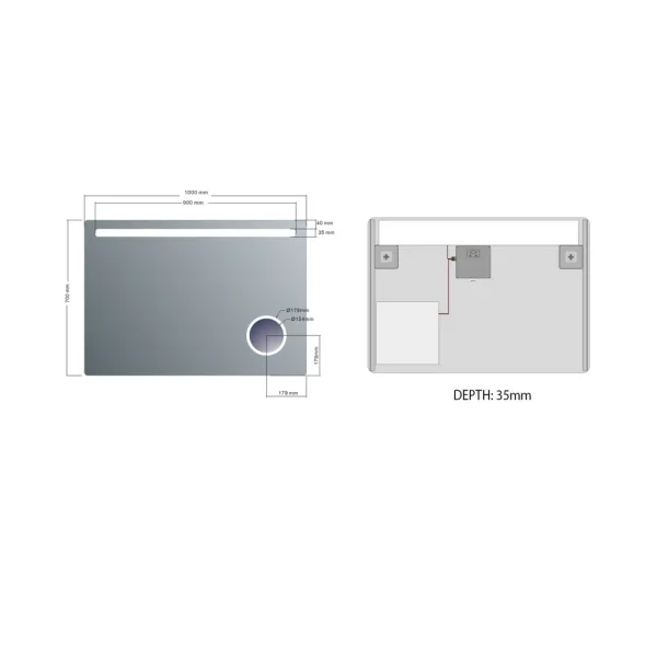 SAPHO - ASTRO zrkadlo s LED osvetlením 1000x700, kozmetické zrkadlo MIRL4
