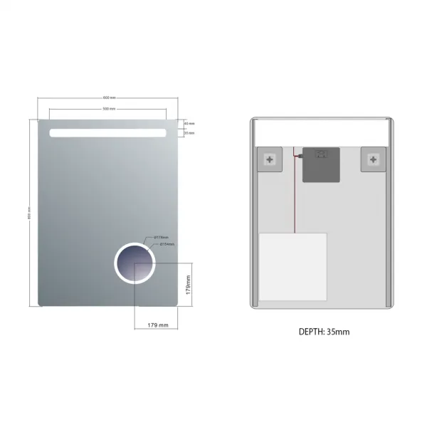 SAPHO - ASTRO zrkadlo s LED osvetlením 600x800, kozmetické zrkadlo MIRL2