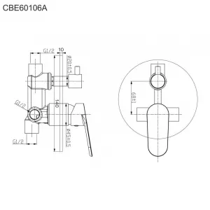 MEREO - Sprchová podomietková batéria s prepínačom, Mada, Mbox, kruhový kryt, chróm CBQ60106MA
