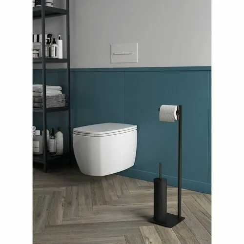 ARTU stojan s držiakom na toaletný papier a WC štetkou, hranatý, čierna mat 113214