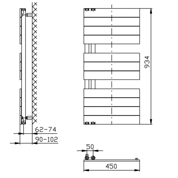 AQUALINE - MILI vykurovacie teleso 450x934 biela DC600T