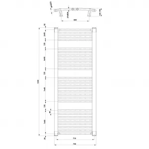 AQUALINE - ORBIT vykurovacie teleso s bočným pripojením 750x1320 biela ILO37T