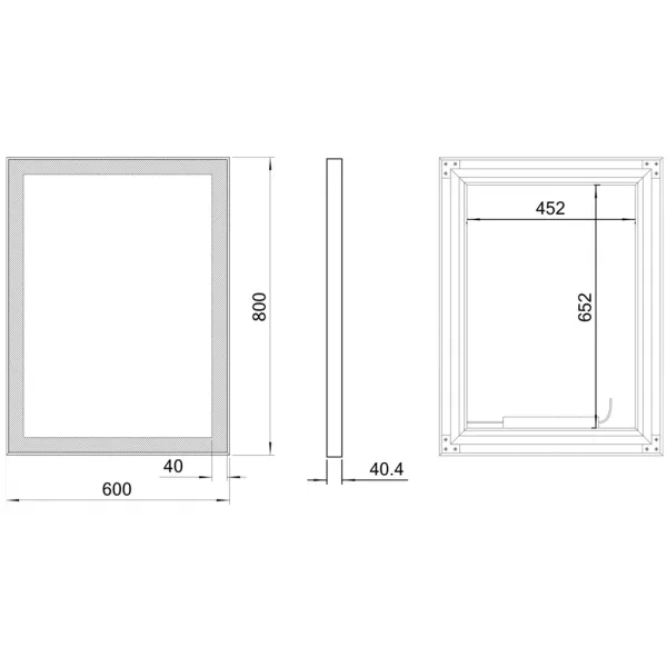 GANO zrcadlo s LED osvětlením 60x80cm, černá LG260