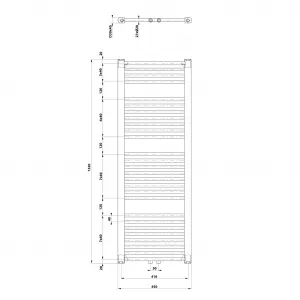 AQUALINE - DIRECT vykurovacie teleso so stredovým pripojením, 450x1320 biela ELM34T