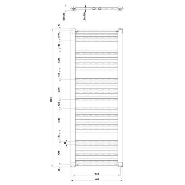 AQUALINE - DIRECT vykurovacie teleso s bočným pripojením 600x1680 biela ILR66T