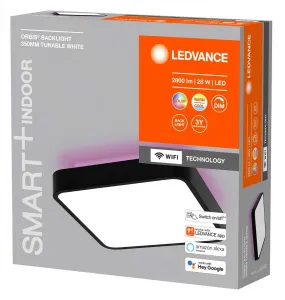 SAPHO - ORBIS BACKLIGHT stropné svietidlo, 350x350, WIFI RGB + stmievateľné, 2800lm, 28W, čierna AC314100055