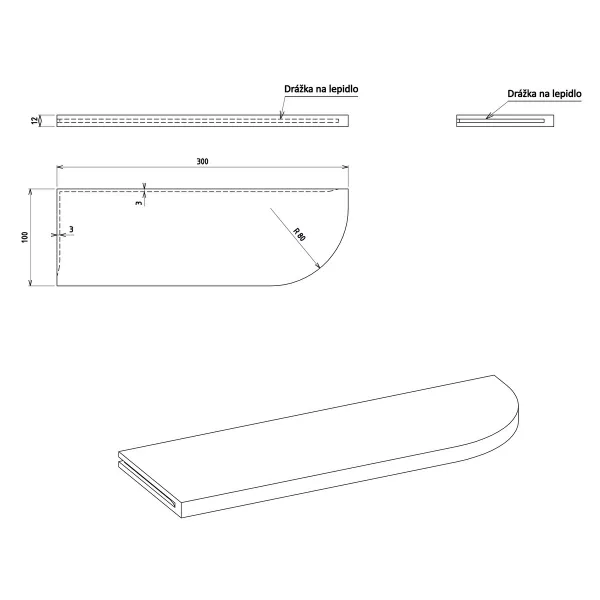 SAPHO AE300-0101 Abeline rohová polica rockstone 30 x 10 cm, excentrická, biela mat