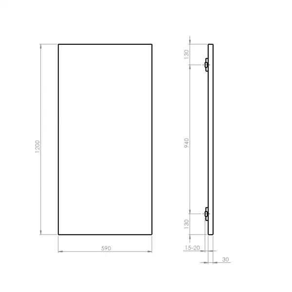 SAPHO - ENIS kúpeľňový sálavý vykurovací panel 600W, IP44, 590x1200 čierna mat RH600B