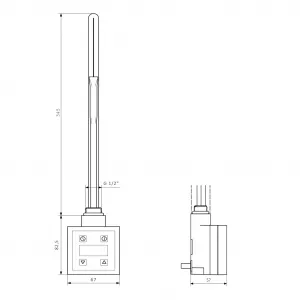 SAPHO - KTX vykurovacia tyč s termostatom, 400 W, čierny mat KTX-B-400