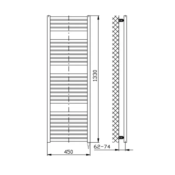 AQUALINE - TONDI-E elektrické vykurovacie teleso, rovné, 450x1330 500 W, biela DE470T