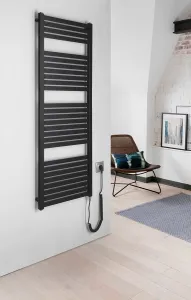 AQUALINE - TONDI-E elektrické vykurovacie teleso, rovné, 450x1330 500 W, čierna matná DE476T