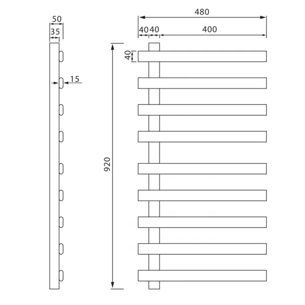 SAPHO - ELCOR elektrický sušiak uterákov 480x920x50 128 W, biela mat EB450