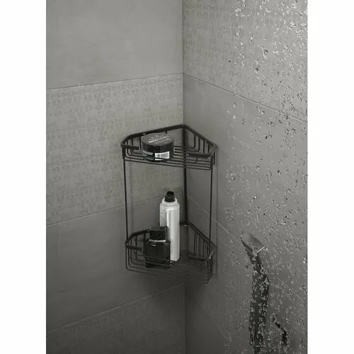 SMART dvojposchodová rohová polica 200x325x151mm, čierna mat 2482-14