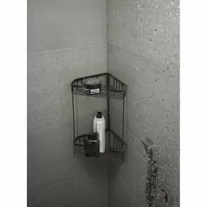 SMART dvojposchodová rohová polica 200x325x151mm, čierna mat 2482-14