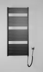 AQUALINE - TONDI-E elektrické vykurovacie teleso, rovné, 600x1330 600 W, čierna mat DE486T