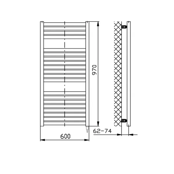 AQUALINE - TONDI-E elektrické vykurovacie teleso, rovné, 600x970 400 W, biela DE460T