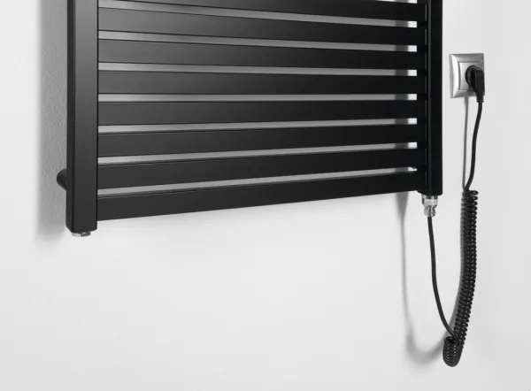 AQUALINE - TONDI-E elektrické vykurovacie teleso, rovné, 600x970 400 W, čierna matná DE466T
