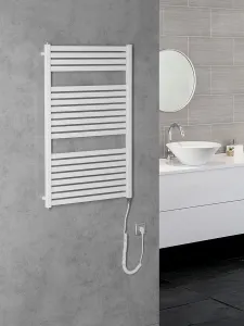 AQUALINE - TONDI-E elektrické vykurovacie teleso, rovné, 600x970 400 W, biela DE460T