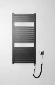 AQUALINE - TONDI-E elektrické vykurovacie teleso, rovné, 450x970 300 W, čierny mat DE456T