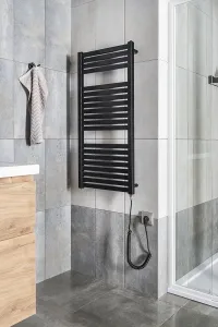 AQUALINE - TONDI-E elektrické vykurovacie teleso, rovné, 450x970 300 W, čierny mat DE456T