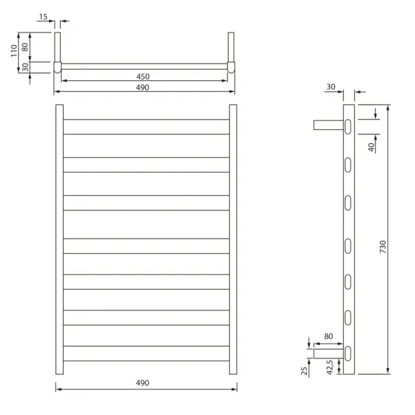 SAPHO - ELIAS  elektrický sušiak uterákov 490x730x110 105 W, čierna mat EB550