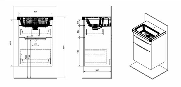 SAPHO - Kúpeľňový set ELLA 50, 2x zásuvka, biela KSET-072