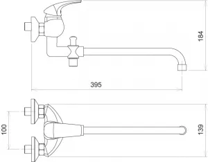 NOVASERVIS - Vaňová paneláková batéria 100 mm Metalia 57 chróm 57037,0
