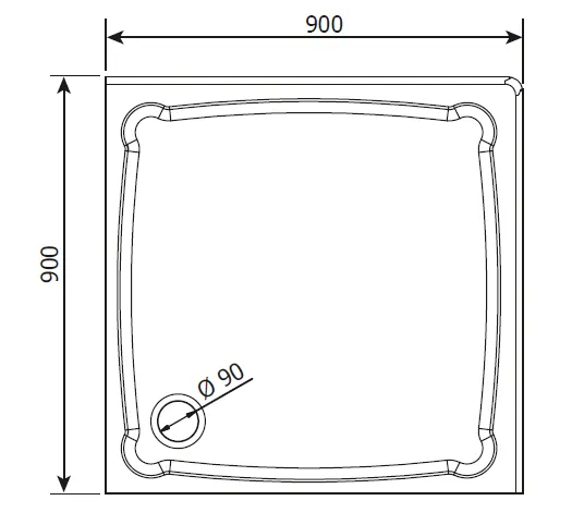 GELCO - DIONA sprchová vanička z liateho mramoru, štvorec 90 x 90 x 7,5 cm GD009
