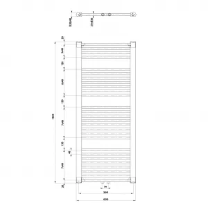 AQUALINE - DIRECT vykurovacie teleso so stredovým pripojením, 450x1320 biela ELM36T
