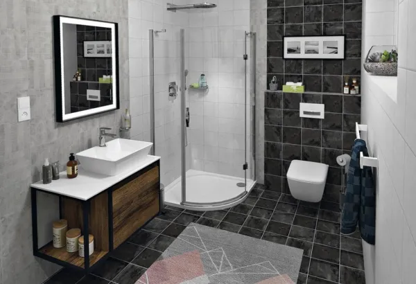 SAPHO - SKARA umývadlová skrinka 80x49,5x46,5cm, čierna mat/dub Collingwood CG003-1919